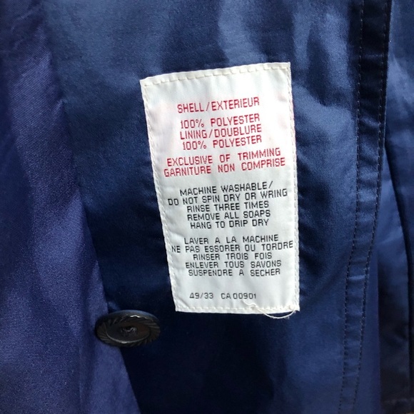 Vintage London Fog long trench coat navy blue button front 14M EUC - Picture 14 of 16